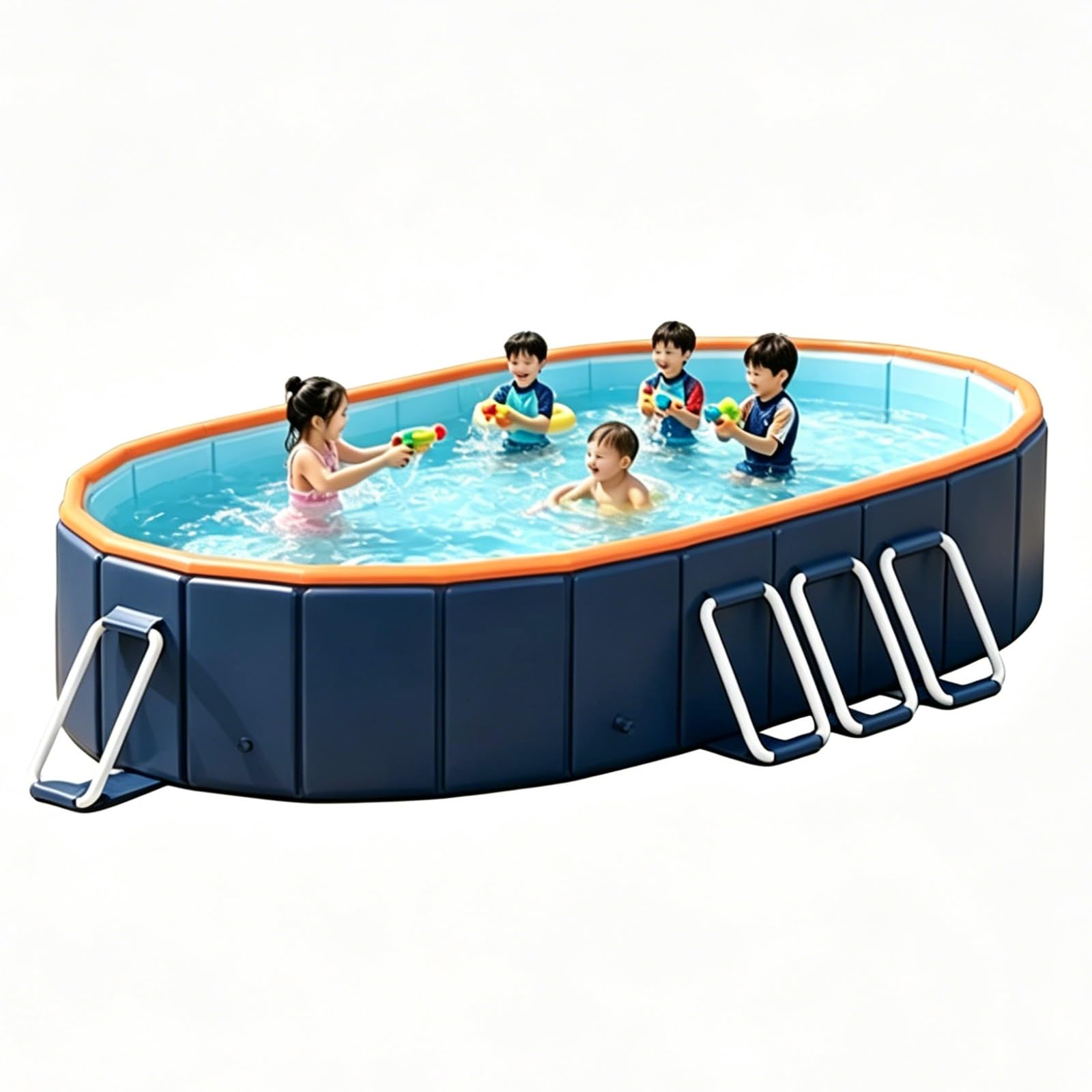 Piscina Pieghevole Piscina Ovale Da 170-348 Cm Pieghevole Per Esterni Fuori Terra Con Vasca Idromassaggio Ideale Per Famiglie E Adulti(348 * 172 * 52cm)