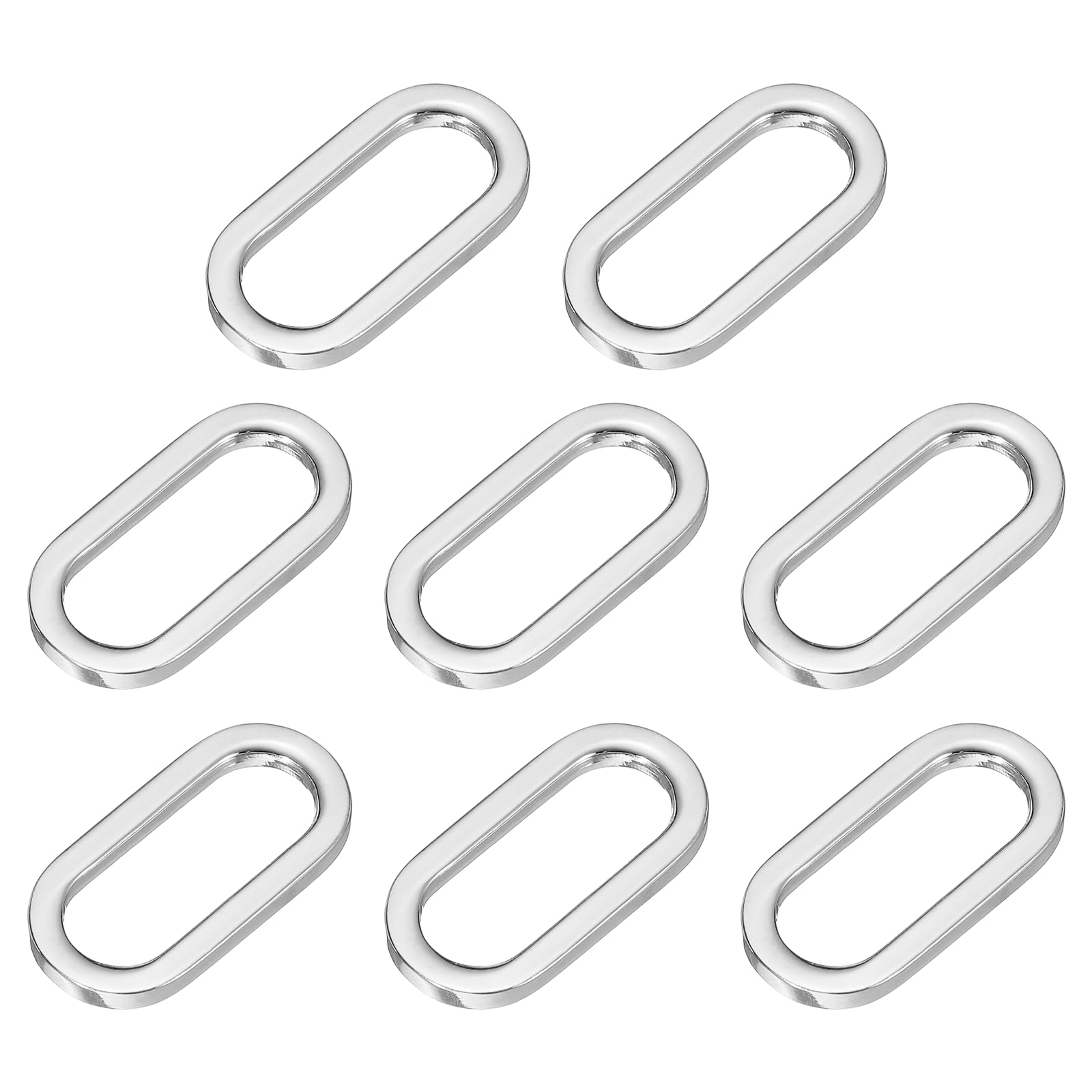YELARXI Metal Oval Ring, Metal Buckles for Straps Flat Ring 1.2 Inch & 8 Pack & Bright Silver-Fitting for (DIY Purse Making/Bag Belt/Leathercraft/Handbag Straps)