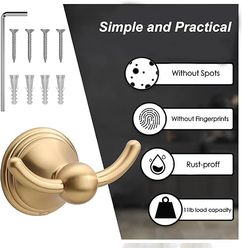 Miniatura 4 de Asidrama Ganchos para toallas de baño, ganchos cromados pulidos para cocina, ducha, puerta, montaje en pared, exquisitos ganchos para bata y