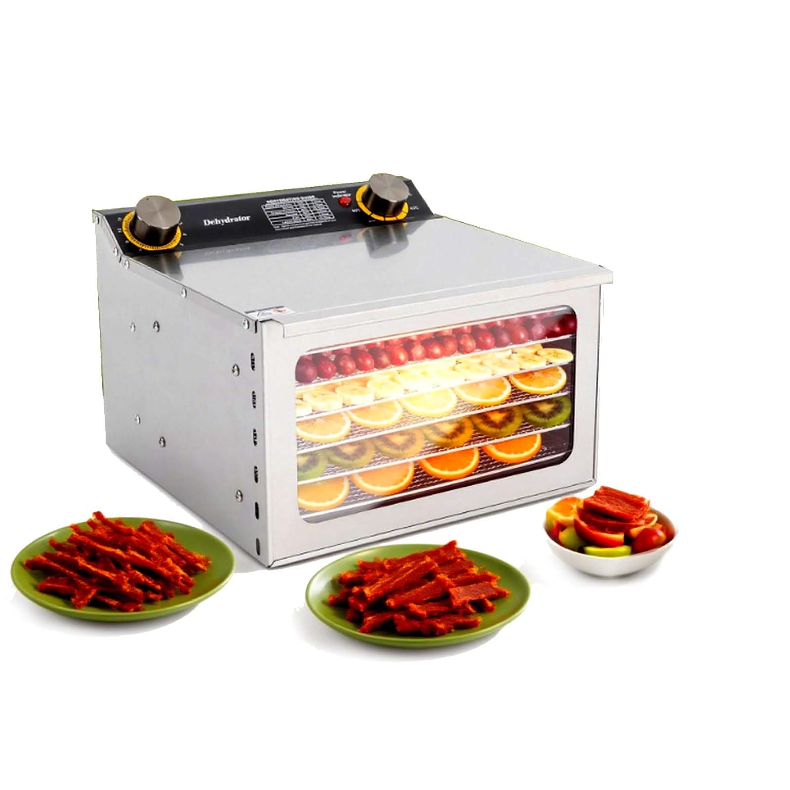 Multi-Use Food Dehydrator Machine,Professional Beef Jerky Maker Stainless Steel Tray Dryer With Timer And Thermostat, Dryer For Fruit, Vegetables, And Herbs(6 layer)