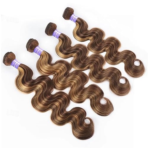 Miniatura 2 de Extensiones de cabello humano ondulado 427, rubio miel, reflejos degradados, de 24, 26, 28, 30 pulgadas, trama de cabello virgen brasileño Remy