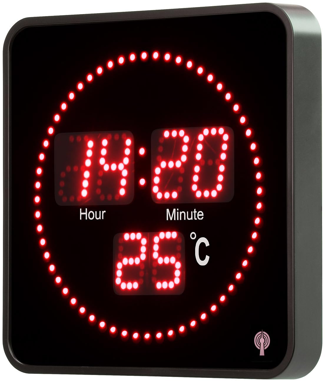 Lunartec Digitale Wanduhr: Flache LED-Funk-Tisch- und Wanduhr, Temperatur-Anzeige, rote LEDs (Digitale Uhr, Funkuhr Küche, Uhrwerk)
