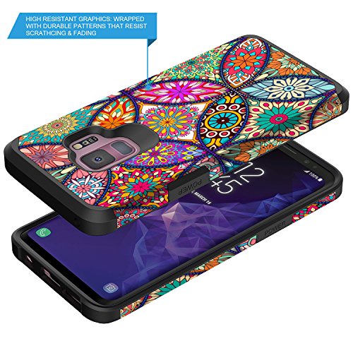 S9 Case, Galaxy S9 Case, Rosebono Slim Hybrid Dual Layer Shockproof Hard Cover Graphic Fashion Cute Colorful Silicone Skin Cover Armor Case For Samsung Galaxy S9 (Colorful Mandala) #TOP2
