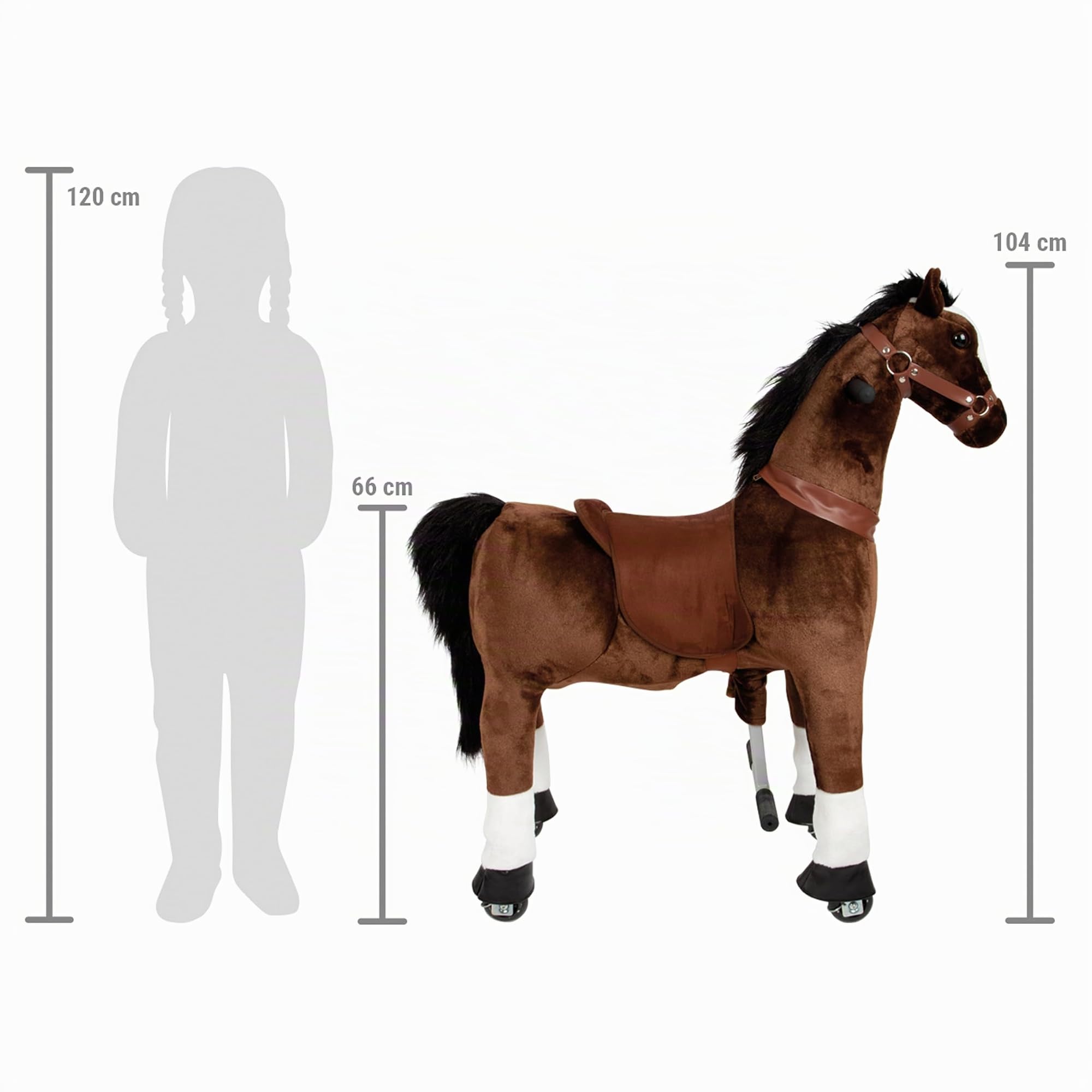 small foot Cavallo mobile su ruote in peluche, gioco da cavalcare, sopporta fino a 50 kg, per bambini dai 5 anni, 12462