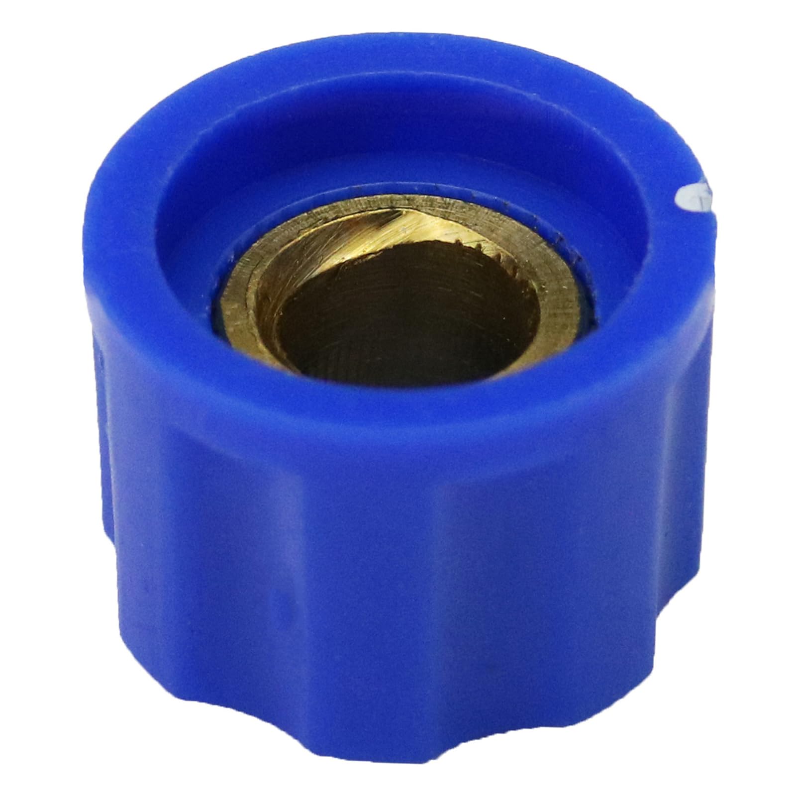 6.4mm Round Hole Small Fluted Silver Cap Retro Style Amplifier/Instrument Control Knob Pack of 5 (Blue) - Image 4