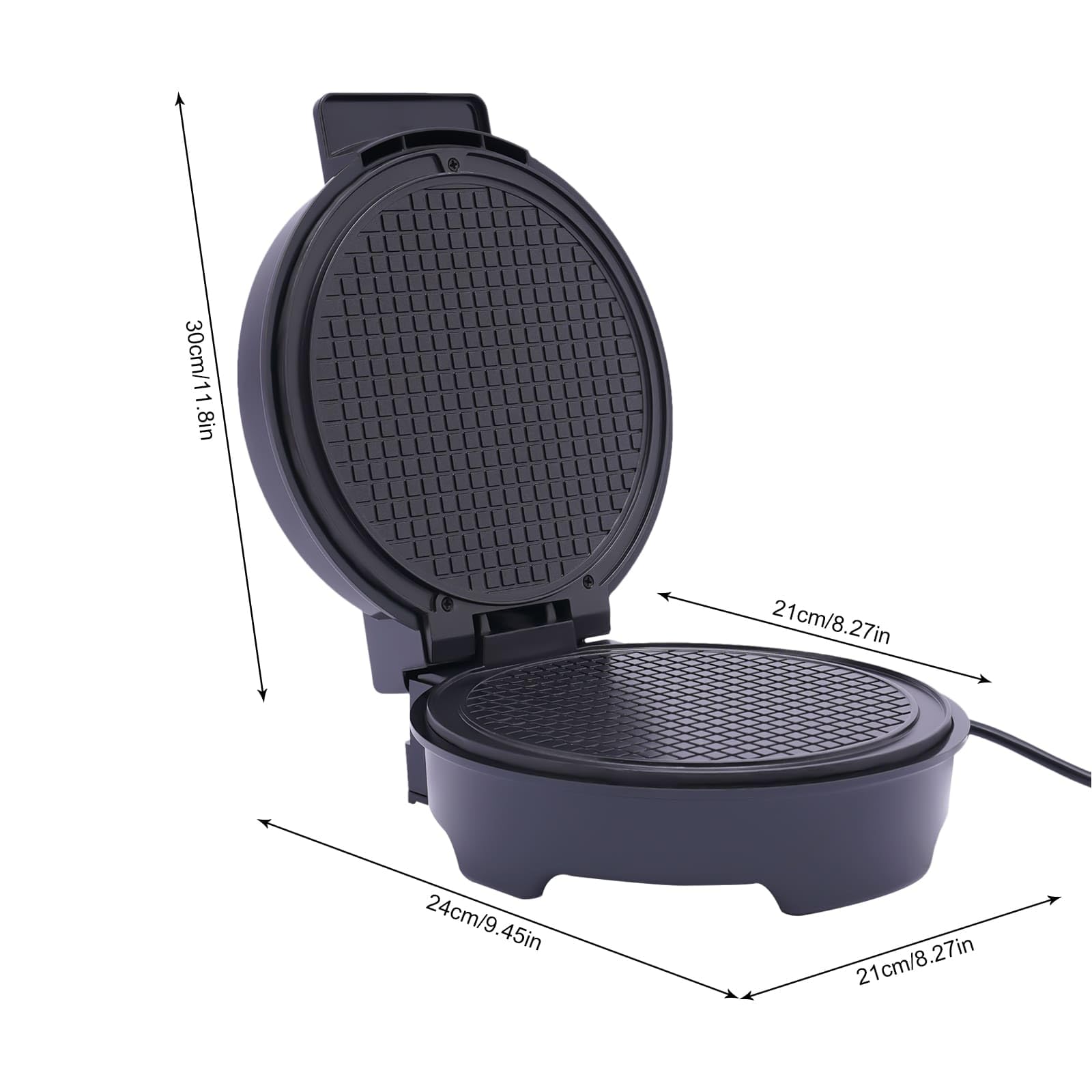 Gofrownica z rożkami lodowymi 1200 W, maszyna do stożków lodowych z powłoką nieprzywierającą, regulowana temperatura 150-200℃, płyta kuchenna 20 cm Ø