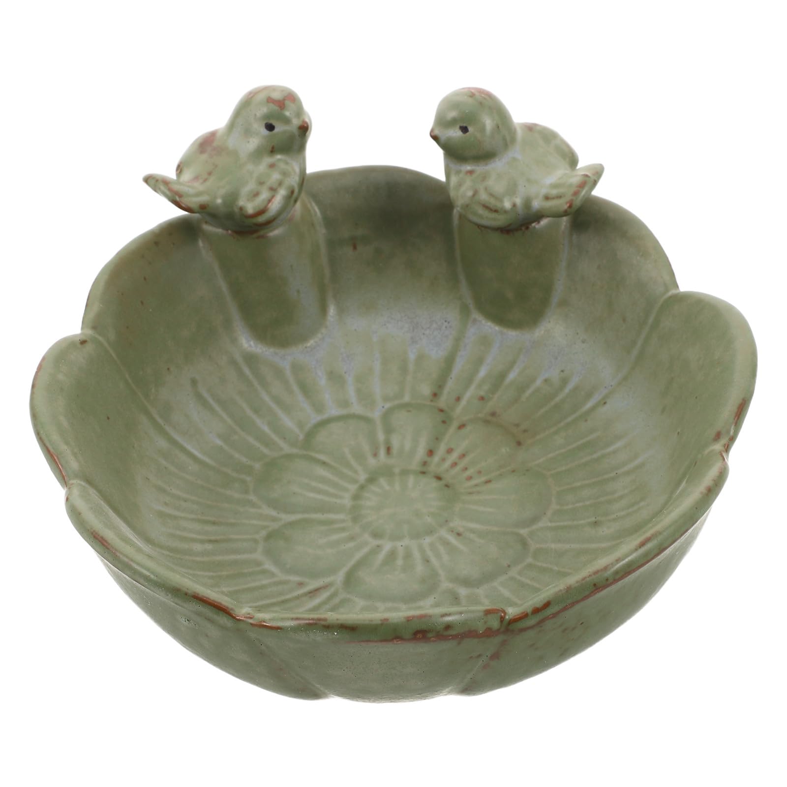 Baño de cerámica para pájaros, para Exteriores, sobre el Suelo - Bandeja de alimentación - Cuenco Decorativo para pájaros, Bebedero para Ardillas, Conejos y Abejas (sin Agujeros)