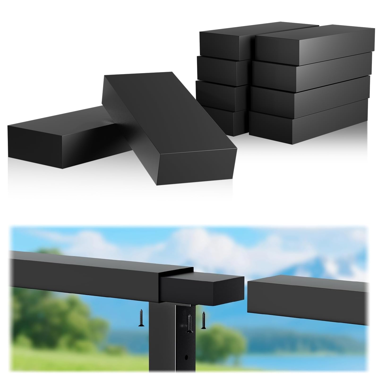 10 Pack Black Extension Connector for Stainless Steel Flat Handrail