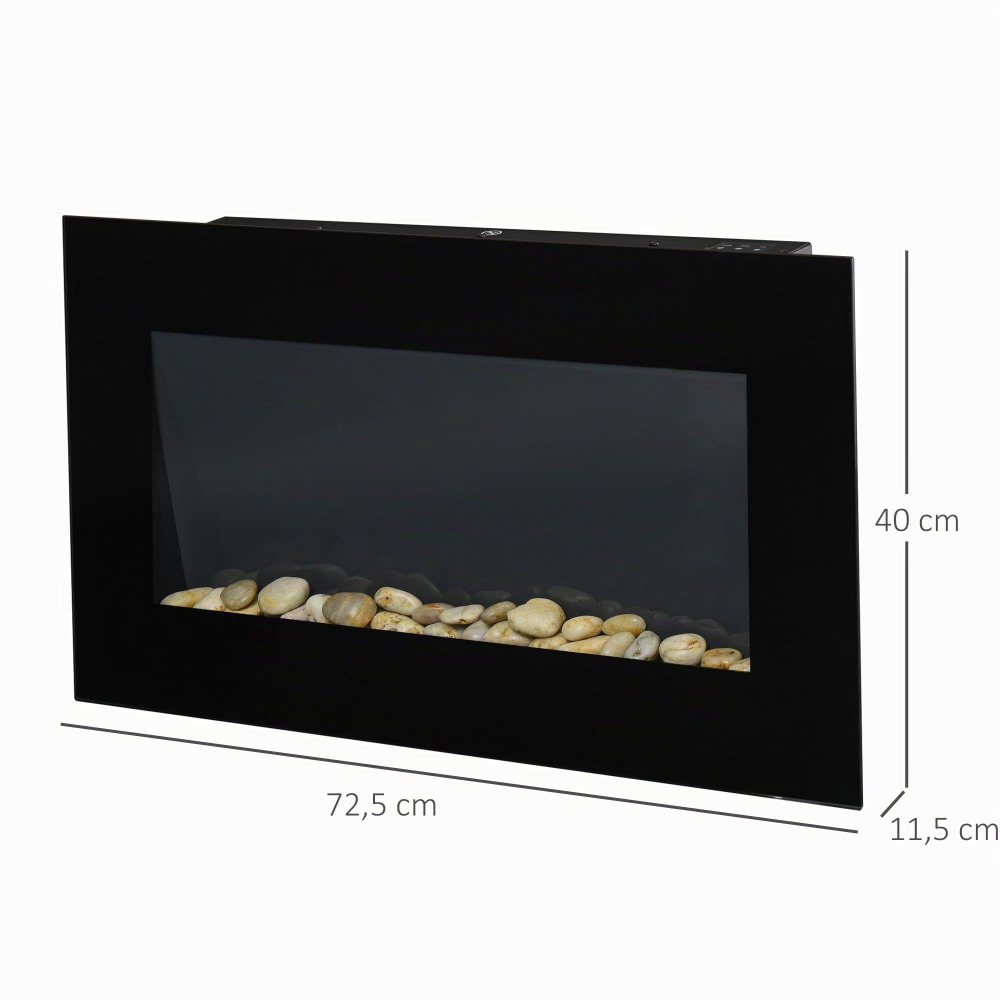 HOMCOM Cheminée Électrique Murale 1000/2000 W Effet Flamme 7 Couleurs Noir