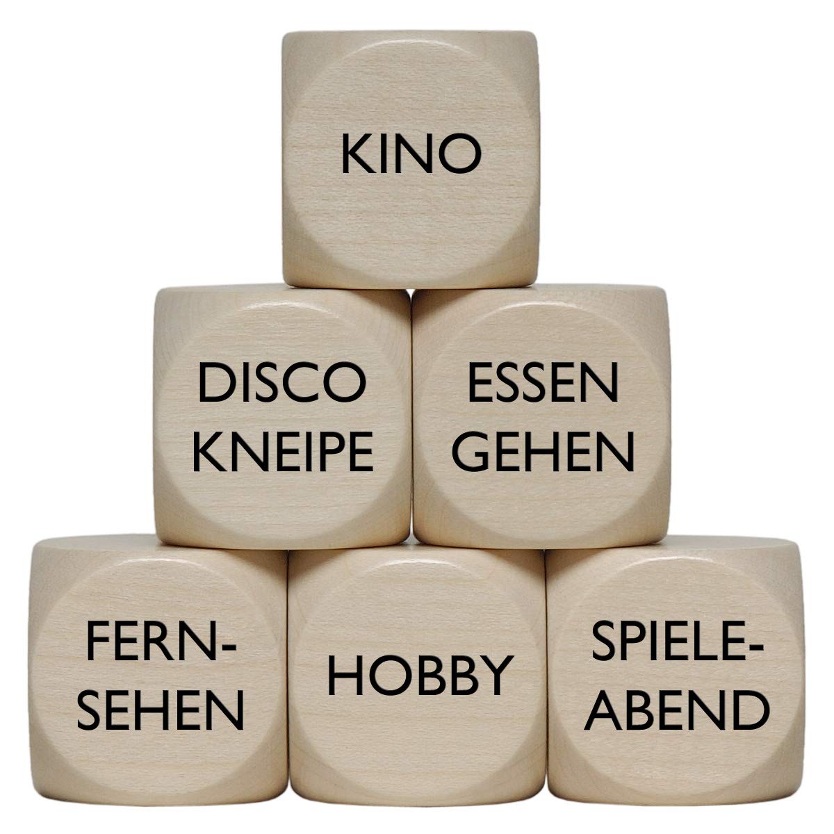 „Was Machen Wir?“ Entscheidungswürfel – Holzwürfel 30 Mm, 1 Stück, Für Freizeit, Kino, Essen Gehen & Mehr