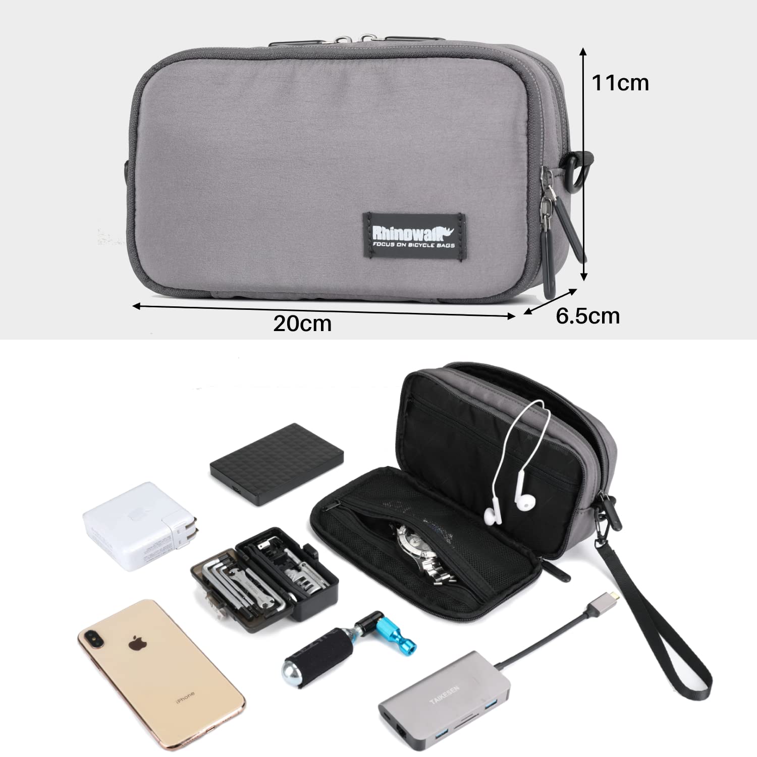 BAIGIO Borsa Anteriore per Bicicletta Borsa Manubrio Bici con Copertura Antipioggia Multifunzione Borsa a Spalla Borse Tracolla Casuale (Grigio)