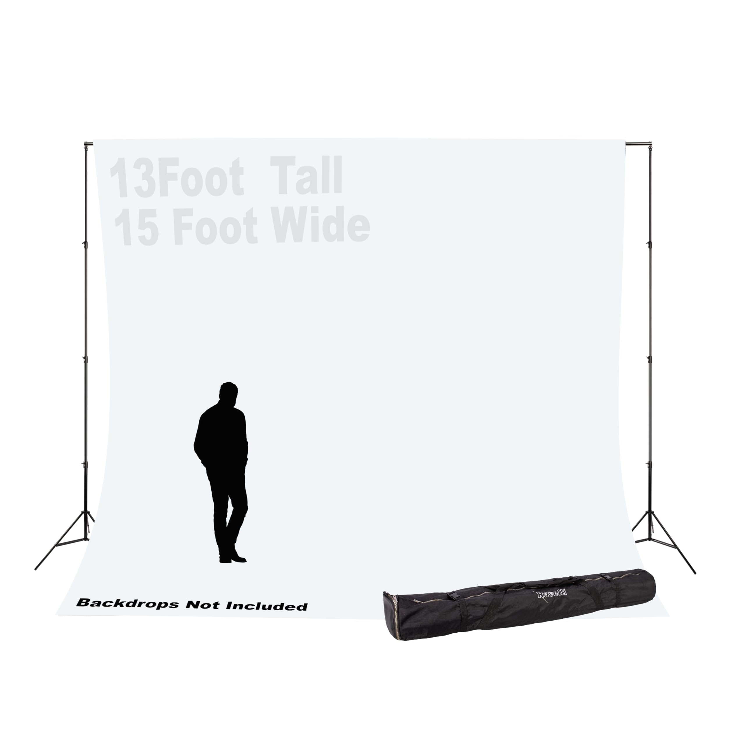 Photo 1 of Ravelli ABSL Heavy Duty Photo Video Backdrop Stand Extra Large at 13' Tall and 15' Wide Also can be Dual Air Cushioned 13' Light Stands or use for Banner, Balloon Arch, Projector Screen, Room Divider