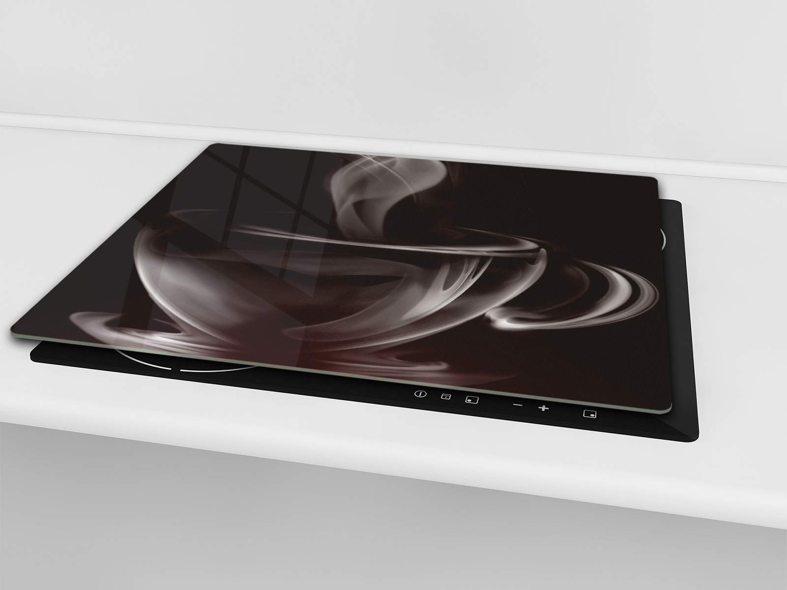 TEMPERED GLASS CUTTING BOARD and Cooktop Cover - Impact & Shatter Proof Glass Kitchen Board; SINGLE: 60 x 52 cm (23,62” x 20,47”); DOUBLE: 30 x 52 cm (11,81” x 20,47”); D05 Coffee Series