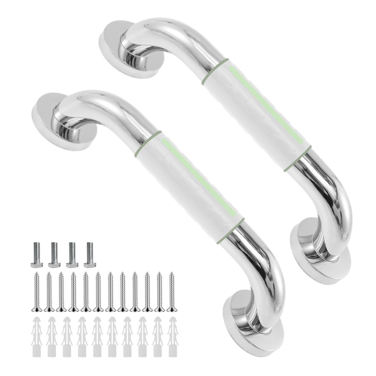 Hnulgvi White Bathroom Grab Rails 2Pcs Shower Toilet Handrail Stainless Steel Bathroom Tub Grab Bar Anti Slip Prevent Falls For Elderly Safety Support Handle(White)