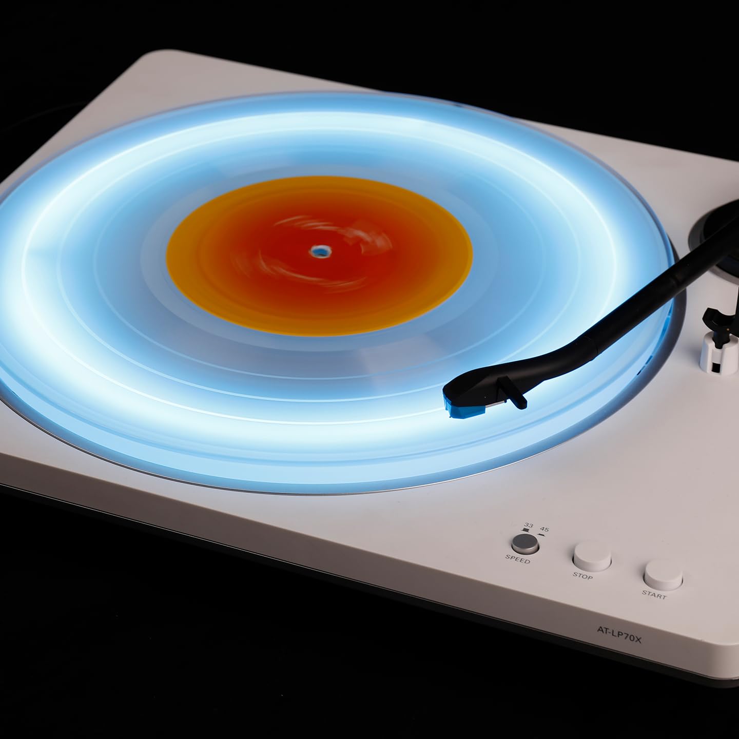 RGB LED Acrylic Platter Upgrade for Audio-Technica AT-LP70X, Precision-Fit Frosted Turnta…