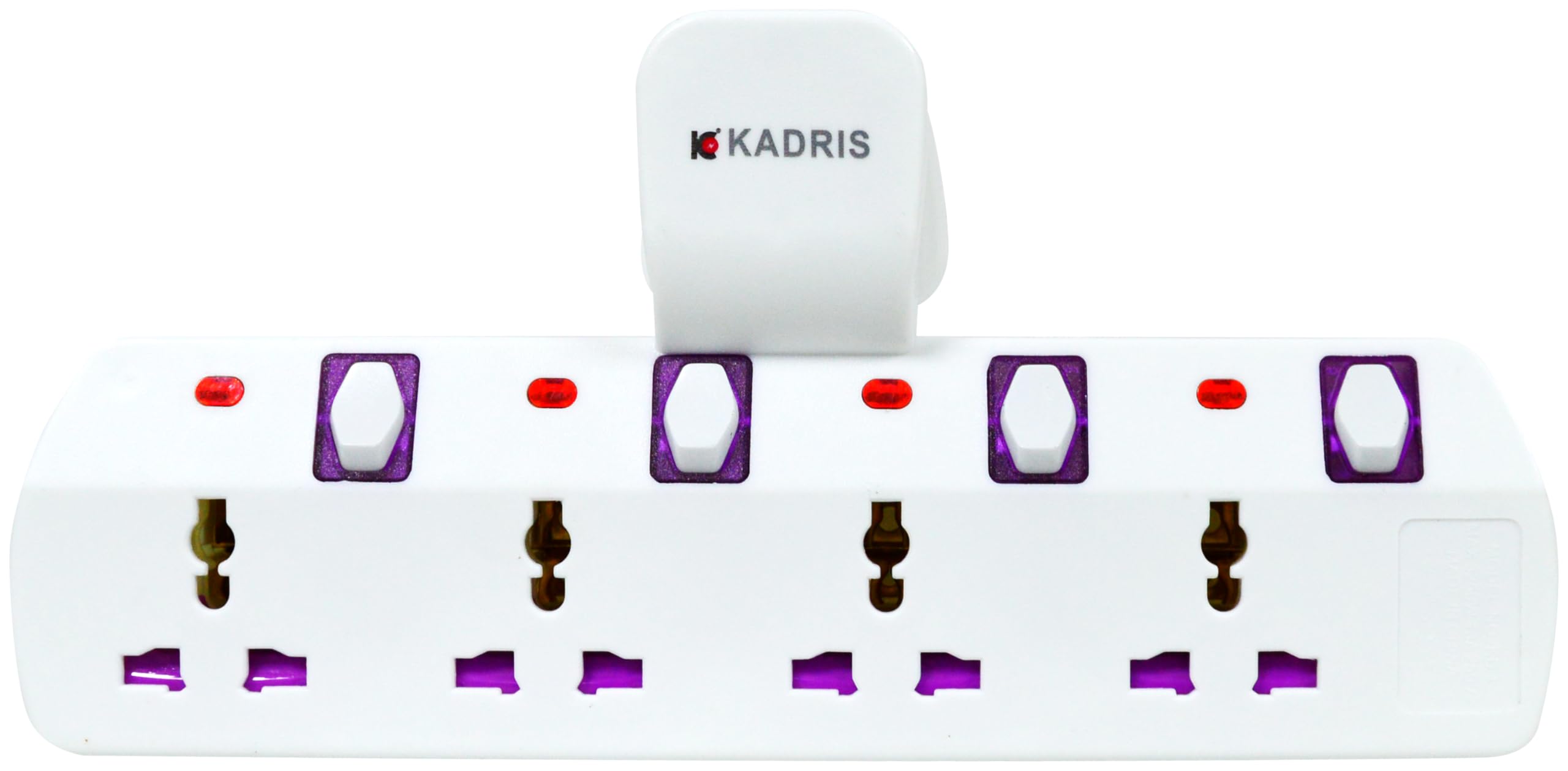 KadrisMU-1179 4-Way Multi Plug Extension Socket with Individual Switches, White