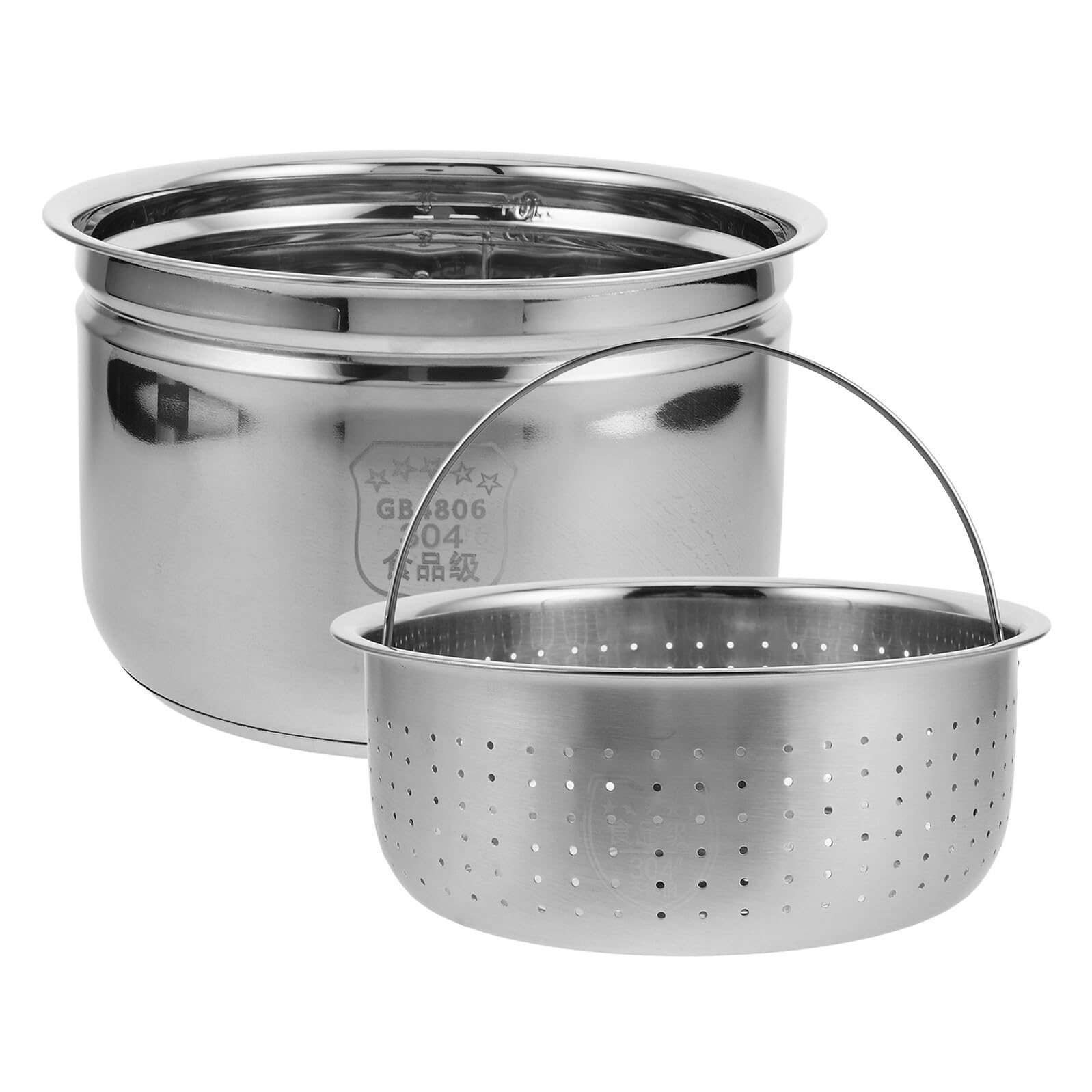 NUOBESTY Pot Intérieur en Métal 4l Argenté en Acier Inoxydable