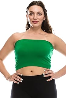 Kurve Women's Plus Size Bandeau - Basic Strapless Seamless Stretchy Tube Top, UV Protective Fabric UPF 50+ (Made in USA)