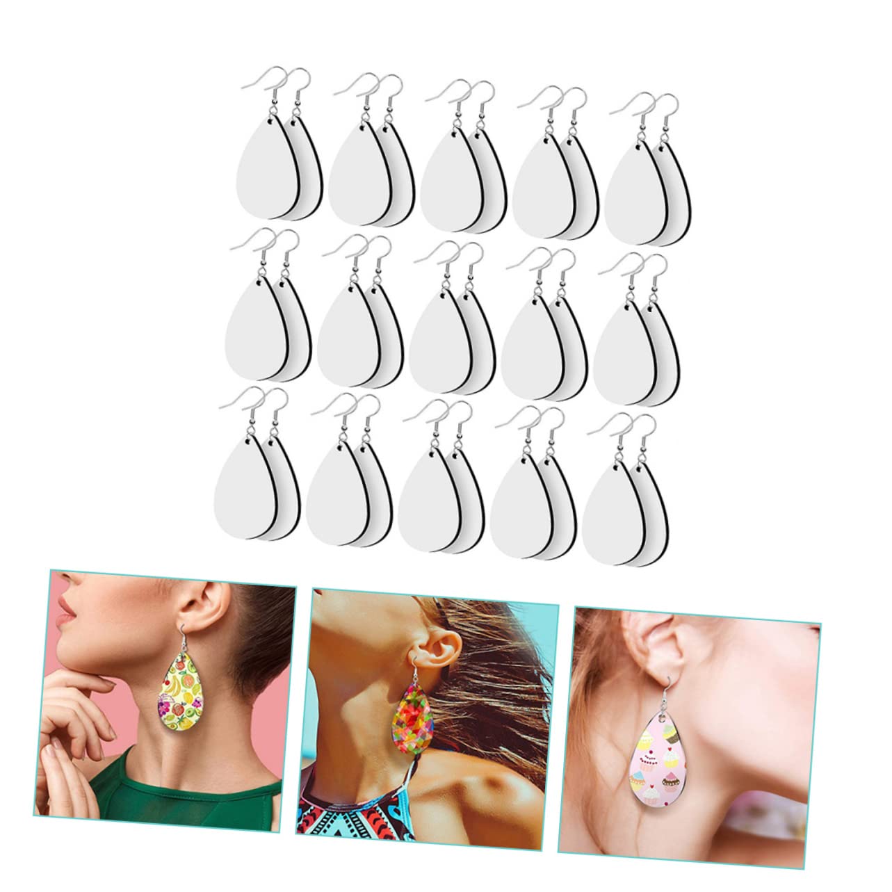 Lurrose 90sätze Teiliges Set Sublimations-Ohrringe Dekorative Ohrhaken Für Kreative Schmuckherstellung Für Bastelprojekte Und Personalisierte