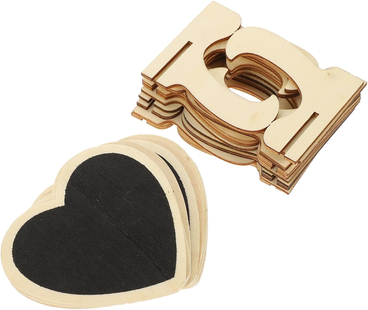 10pcs Heart Shaped Wooden Miniature Table Chalkboards with Bases