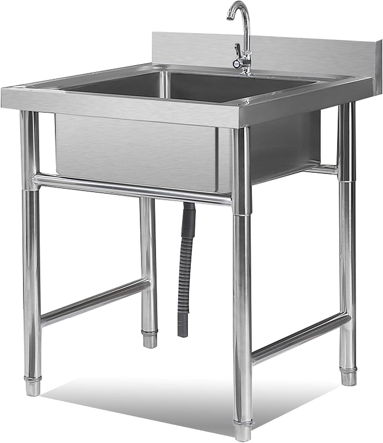 Garage Sink Free Standing Prep Table Utility Sink Thick 304 Stainless Steel Vegetable Sink for Outdoor Indoor Garage Kitchen Laundry Room Utility Sink