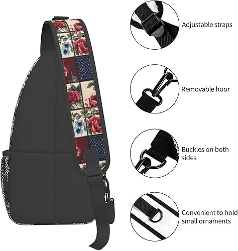 Miniatura 3 de Small Crossbody Bags for Women Men - Vintage Rose Check Print Adjustable Shoulder Bag Fanny Packs Belt Sling Bag Crossbody Purses Backpack for