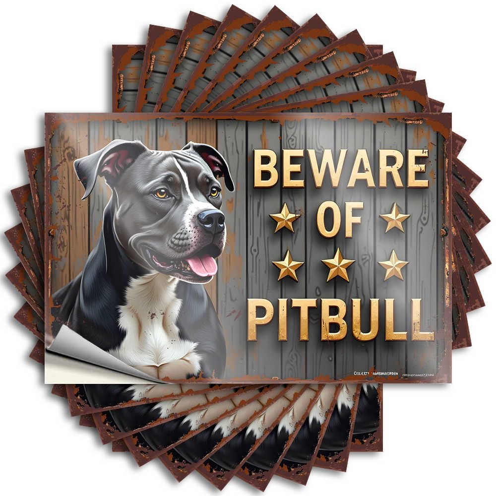 Snarky, Sticker Case Beware of The Star-Packed Pitbull | Interior Funny House Decor(6X9CM)