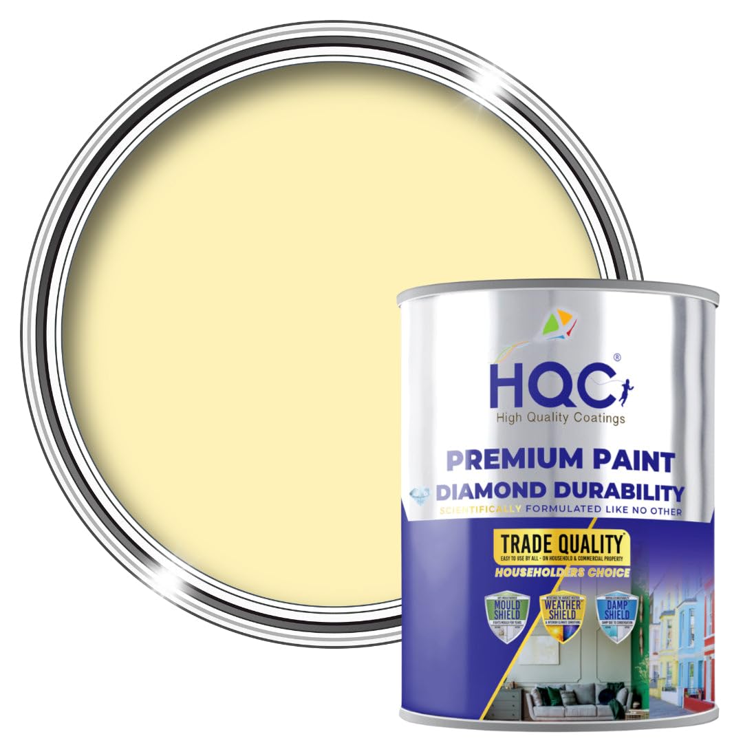 Hqc Light Yellow Anti Damp, Anti Mould And Condensation - Matt Finish - 1 Litre - Prevent & Control Damp On Internal Walls & Ceilings - Easy To Apply