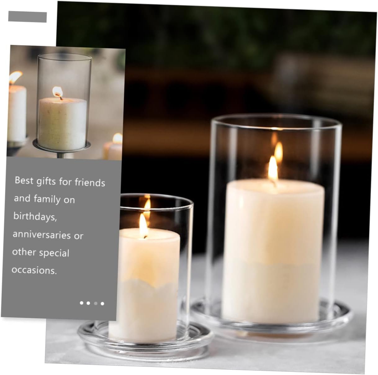 3pcs Glass Candle Lampshade Windproof Pillar Candle Covers Elegant Decor for Wedding Party Home