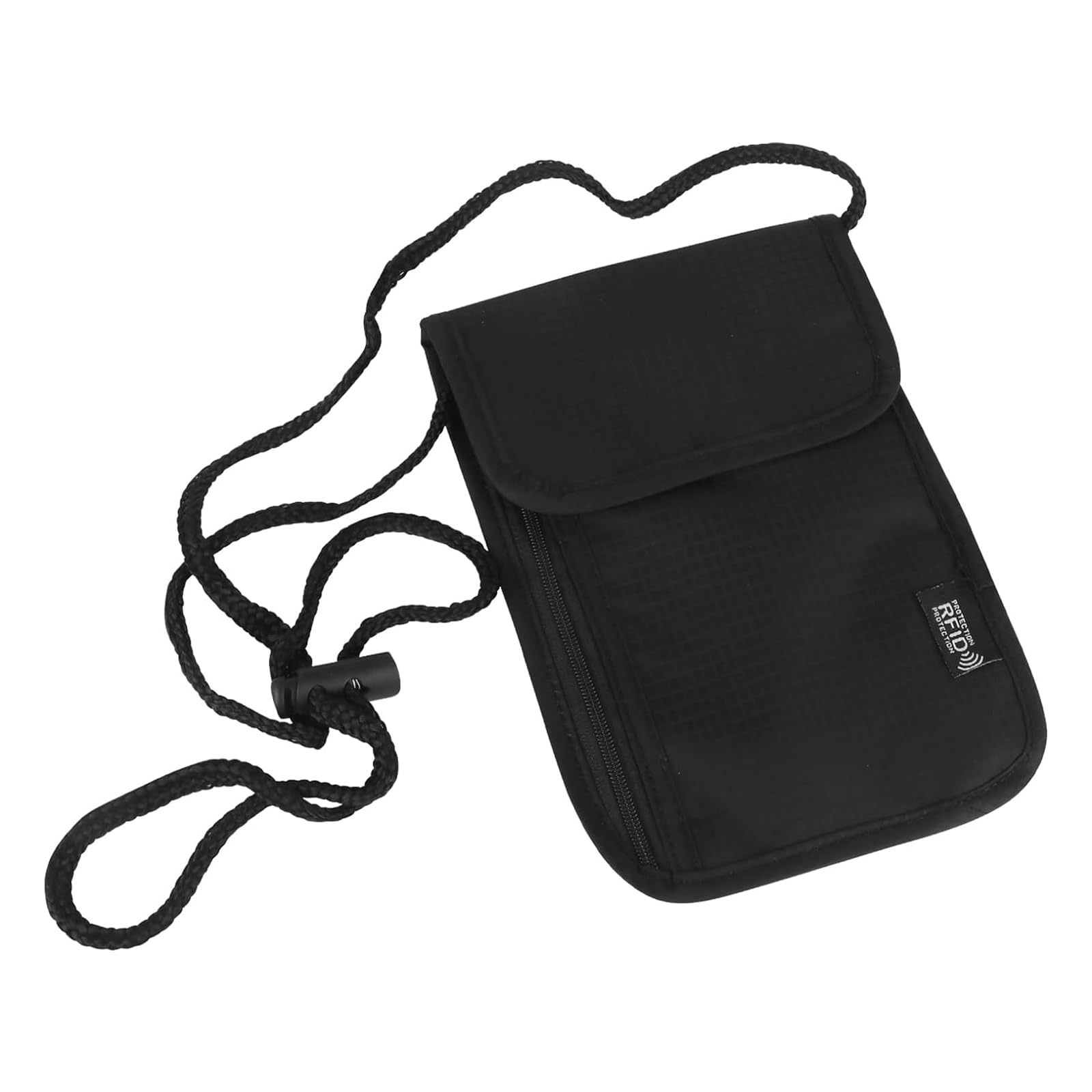 Cartera de Cuello Negro, Portadocumentos Viaje de Cuello, Monedero Colgante Impermeable con Bloqueo de RFID, Bolsa Viaje de Cuello Unisex para Efectivo Documentos Tarjetas de Crédito Monedas