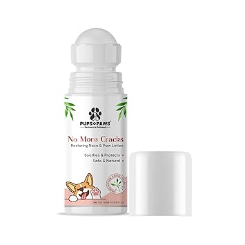 Pups & Paws No More Cracks Restoring Nose & Paw Lotion 75 ml | For Dry, Cracked, Chapped Paws, Nose & Elbows | Ayurvedic Treatment Of Puppies, Dogs, Kitten, Cats Of All Breed | Herbal Roll-On Paw Lo