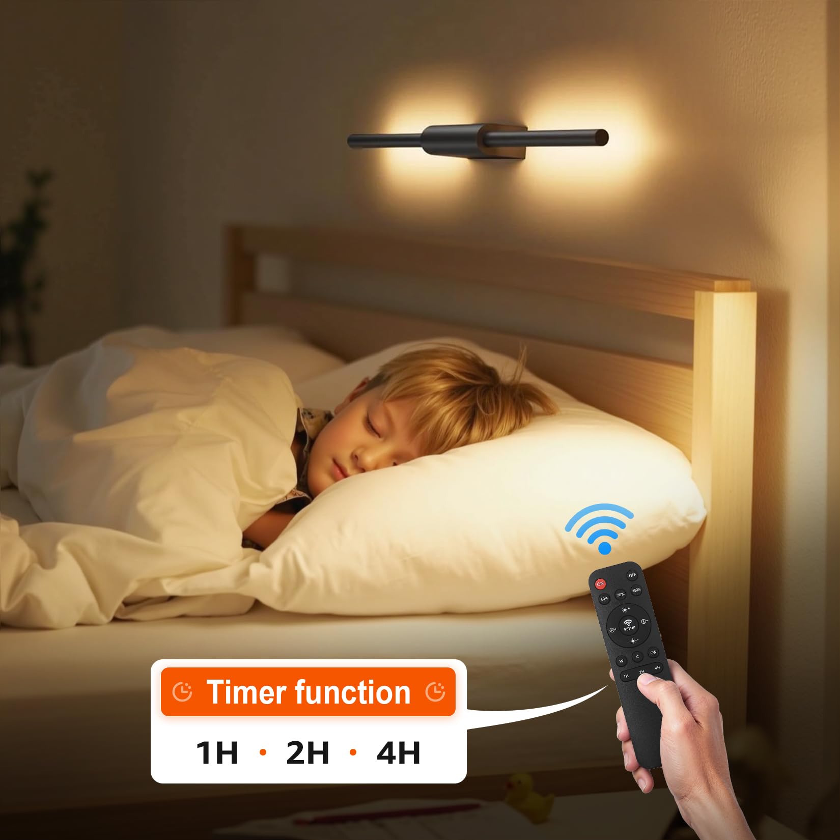 2 Stück LED Innen-Wandleuchte mit Akku Schwarz, Touch, Fernbedienung mit Timer & Schalter 60cm 7W, dimmbare batteriebetriebene Wandlampe für Wohnzimmer, Schlafzimmer und Flur