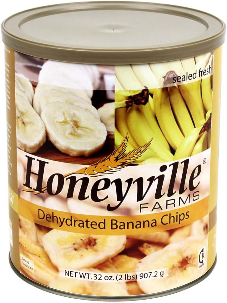 Dehydrated Banana Chips - 6 Can Case - 12 Pounds