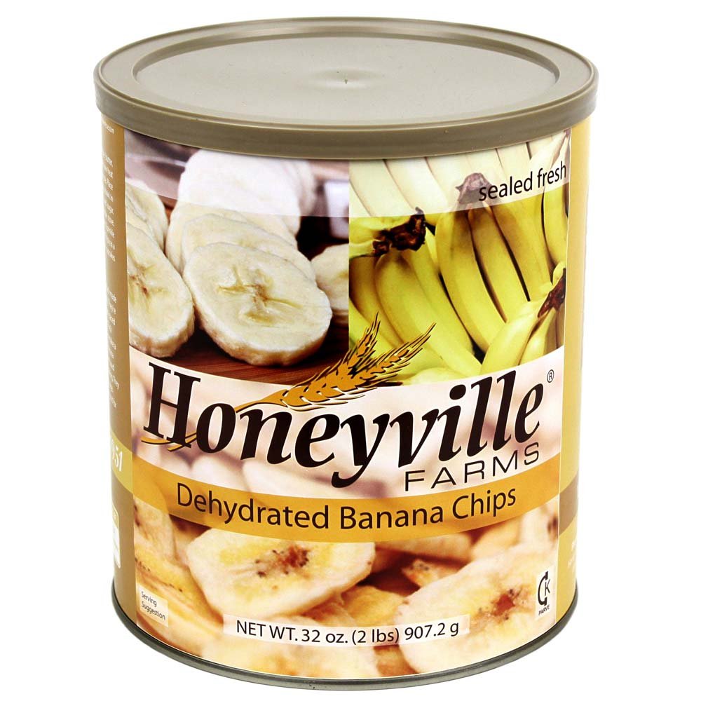 Dehydrated Banana Chips - 6 Can Case - 12 Pounds