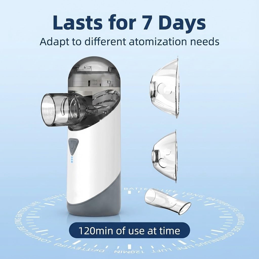 Inalatore economico per uso domestico: terapia con nebulizzatore silenzioso e autopulente con dimensione delle particelle regolabile, portatile e alimentato a batteria