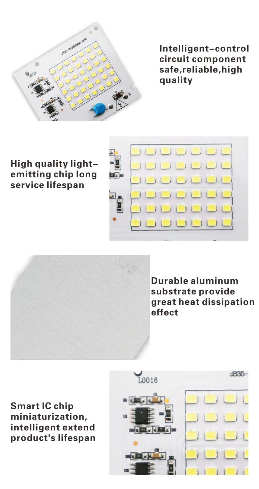 La Lampada Del LED Scheggia La Lampadina 220V SMD 2835 Smart IC Ha Condotto L'ingresso Chiaro 10W 20W 30W 50W 100W Per Il Proiettore All'aperto,Bianco Freddo,CA 200-240 V 100 W
