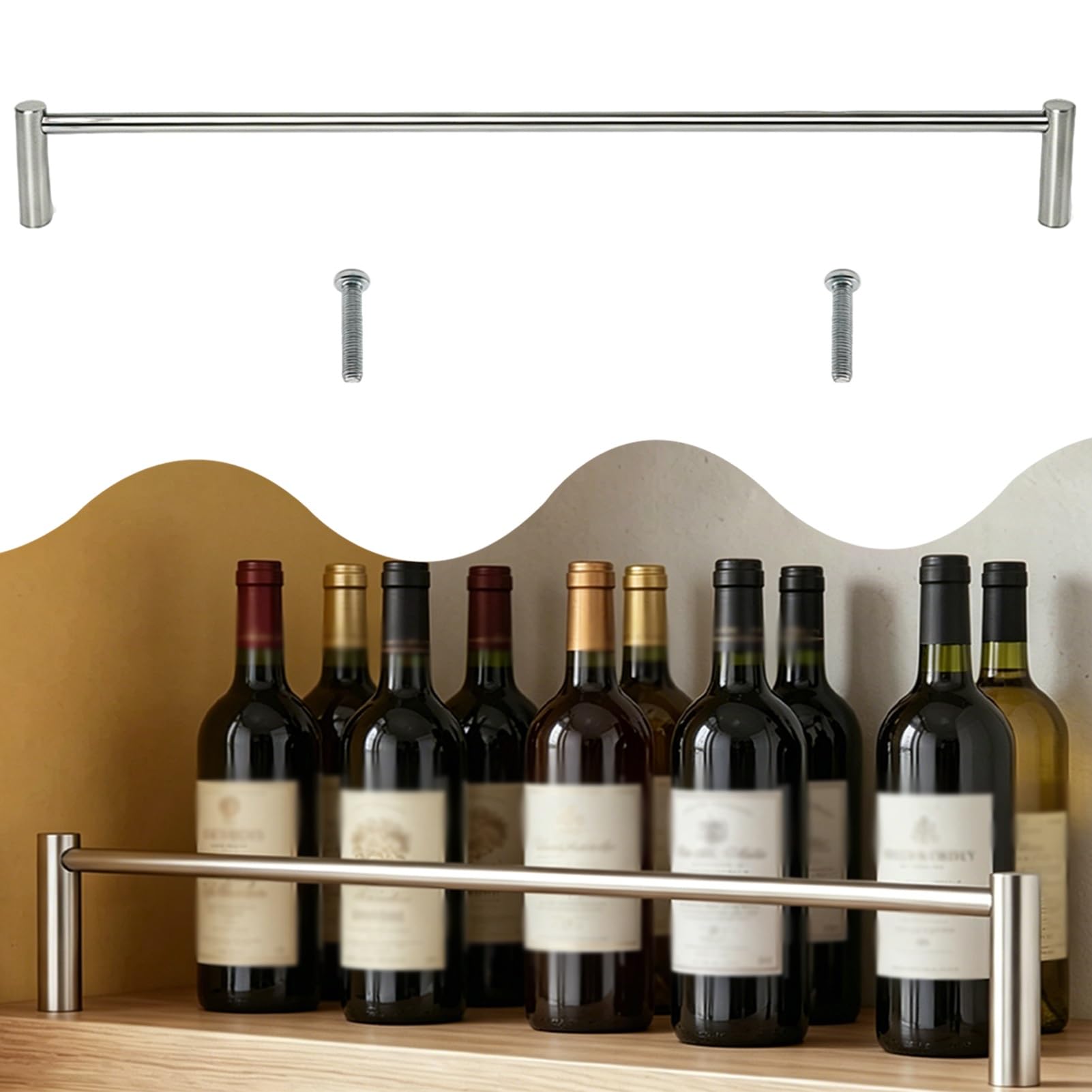 Dailify Metal Shelf Rail Fence Set for Wine Cabinets, Hanging Shelving Guardrail Bracket with 2 Screws, Customizable Length Retail Gondola Shelves Rails(144cm (56 3/4"))