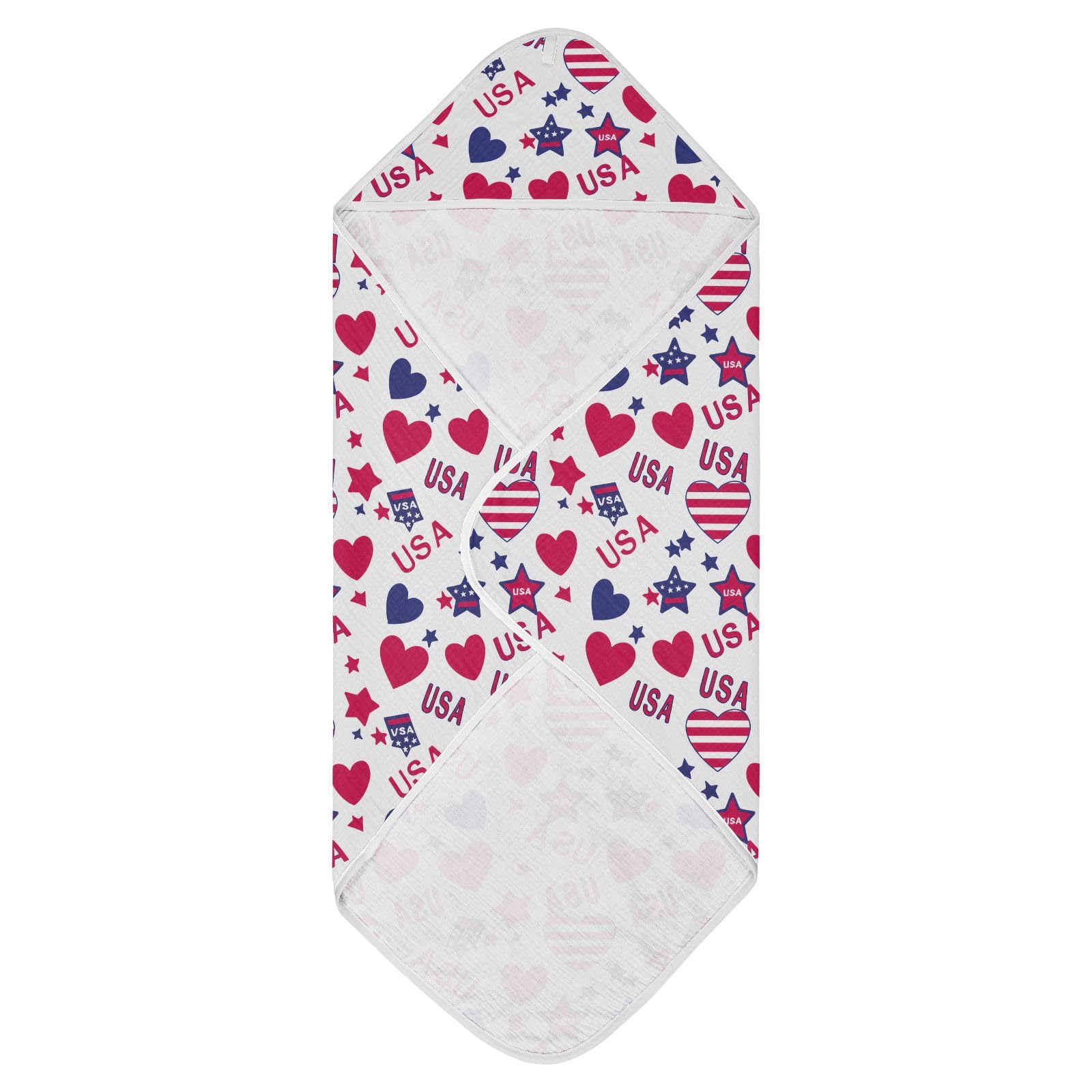 Msyxl Independence Day Hooded Towel - Ultra Soft & Absorbent Muslin Cotton Bath Towel for Babies, Toddlers, Newborn - Boys & Girls Essential 35