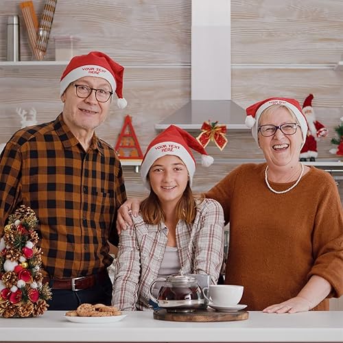 Miniatura 3 de Speedy Pros Sombrero de Papá Noel para hombres y mujeres, sombreros personalizados con texto para vacaciones y Navidad para hombres y mujeres