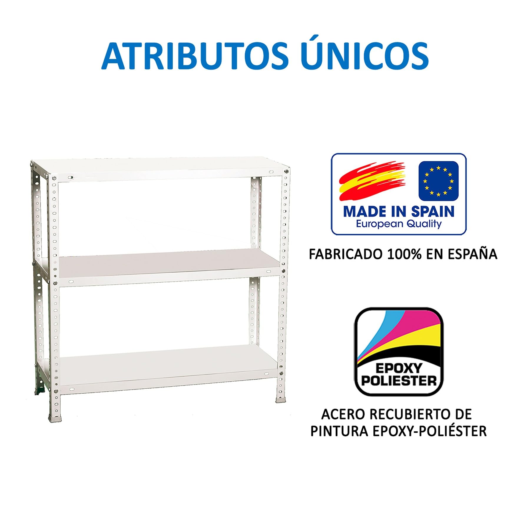 Simon Rack Estanteria Metalica 900x900x300 mm, 3 Alturas, Bandeja Metal, 75 kg de Punto Flexión, Estanteria Almacenaje, Blanca - Advantage