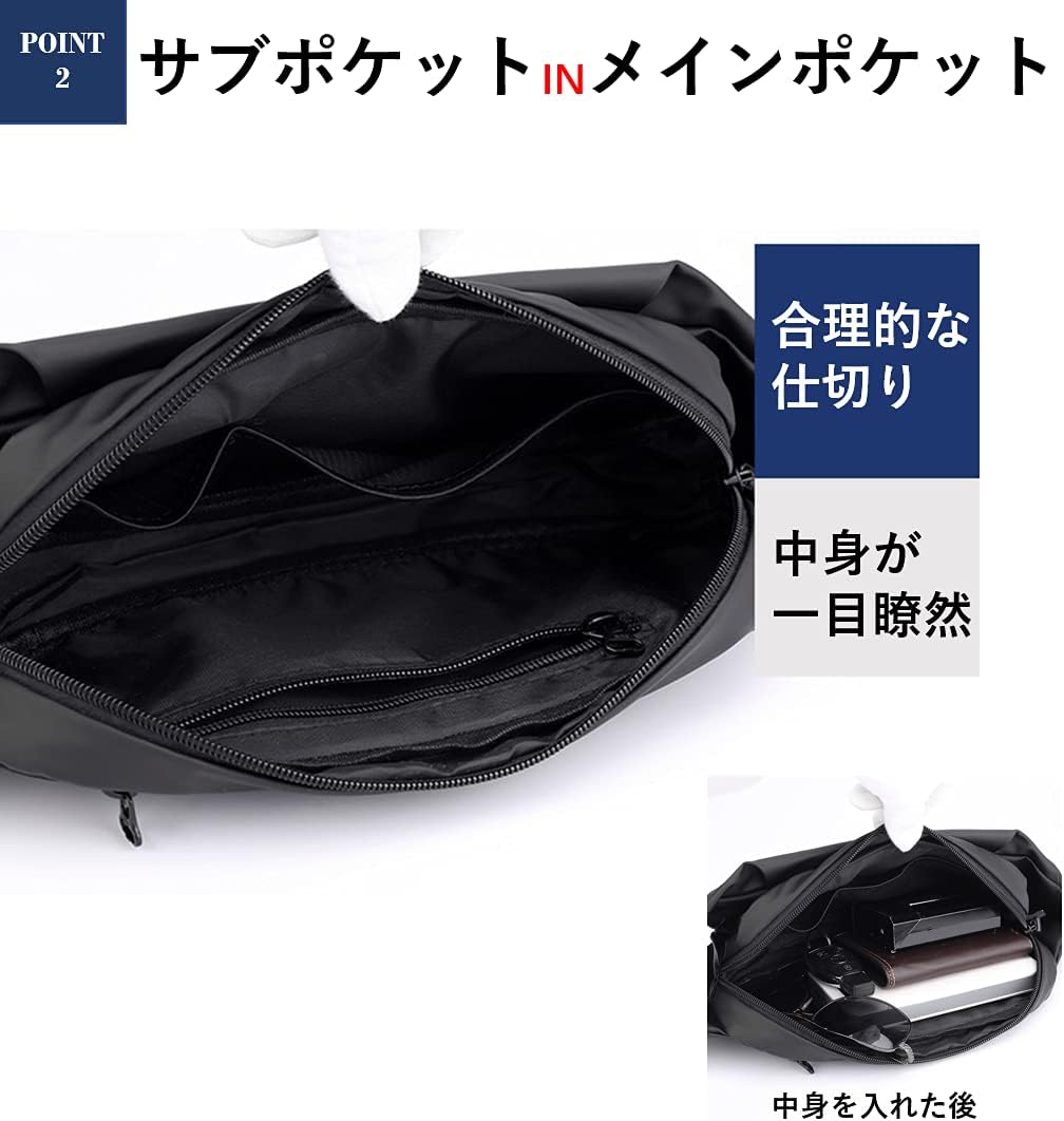 ウエストバッグ ボディバッグ ショルダーバッグ ４段ポケット 傘入れ ペットボトル入れ ななめがけ 防水 多機能 大容量 人気 メンズ レディース バイク Blue 消費税無し