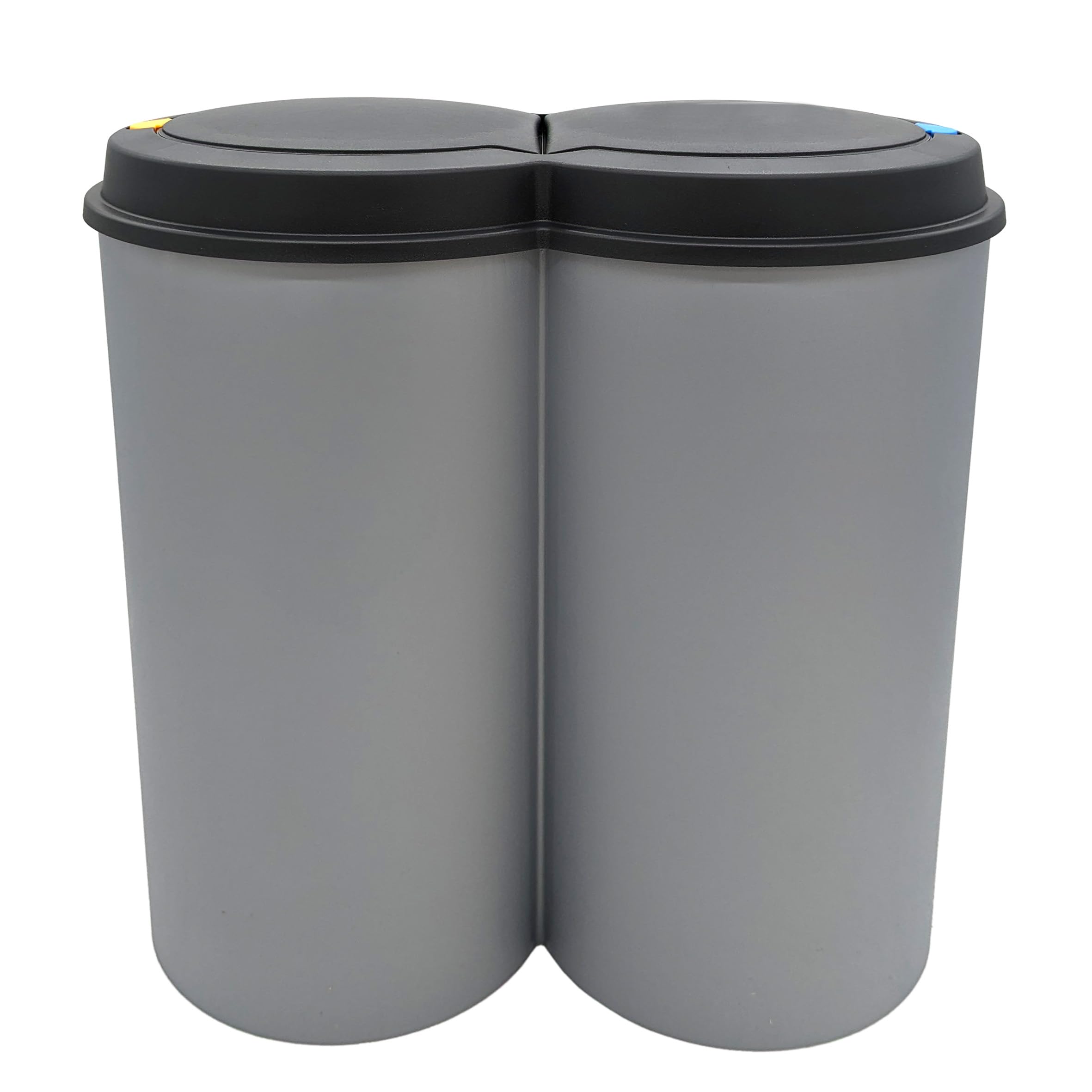 Spetebo Mülleimer 50 Liter (2x25) in grau mit praktischem Klappverschluss - Mülltrenner Abfalleimer