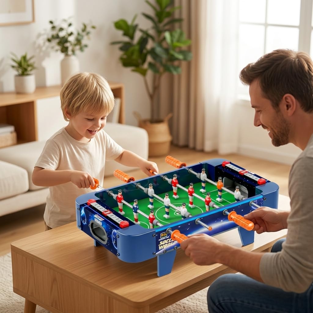 Mini Tischkicker für Jugend, Tischfussball Spieltisch aus Holzwerkstoff, Kompakter Kickertisch 53 cm