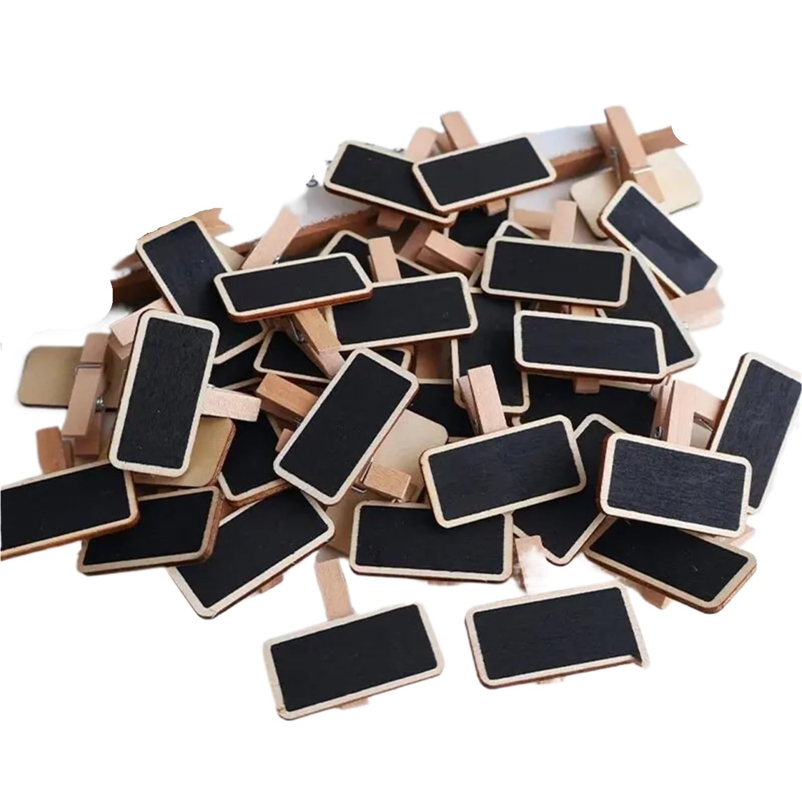 Mlyvax 150pcs Mini Wooden Chalkboard Clip Outdoor Gardening Label Decoration Price Tag Display Holder Memo Note Clamp(ColorB)