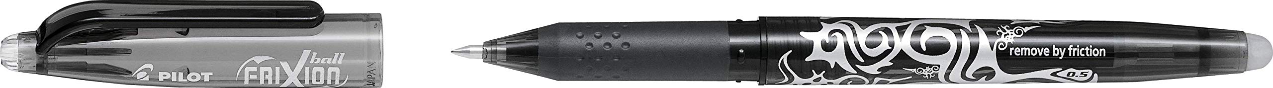 Pilot Frixion - Penna a sfera cancellabile, punta fine, 0,5 mm, confezione da 12, colore: Nero