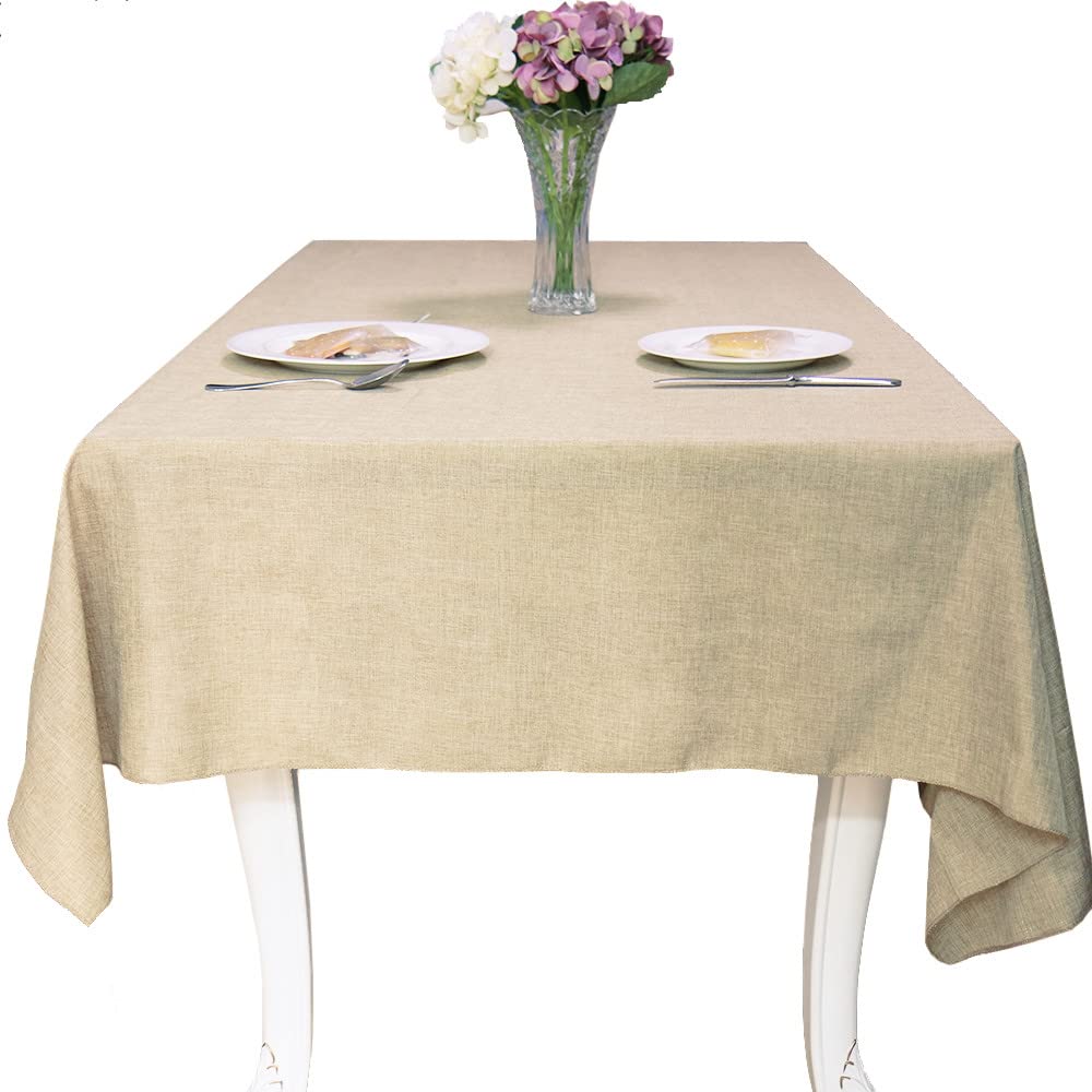 Nappe en lin imite gris kaki facile a nettoyer pour repas de famille et table de cuisine