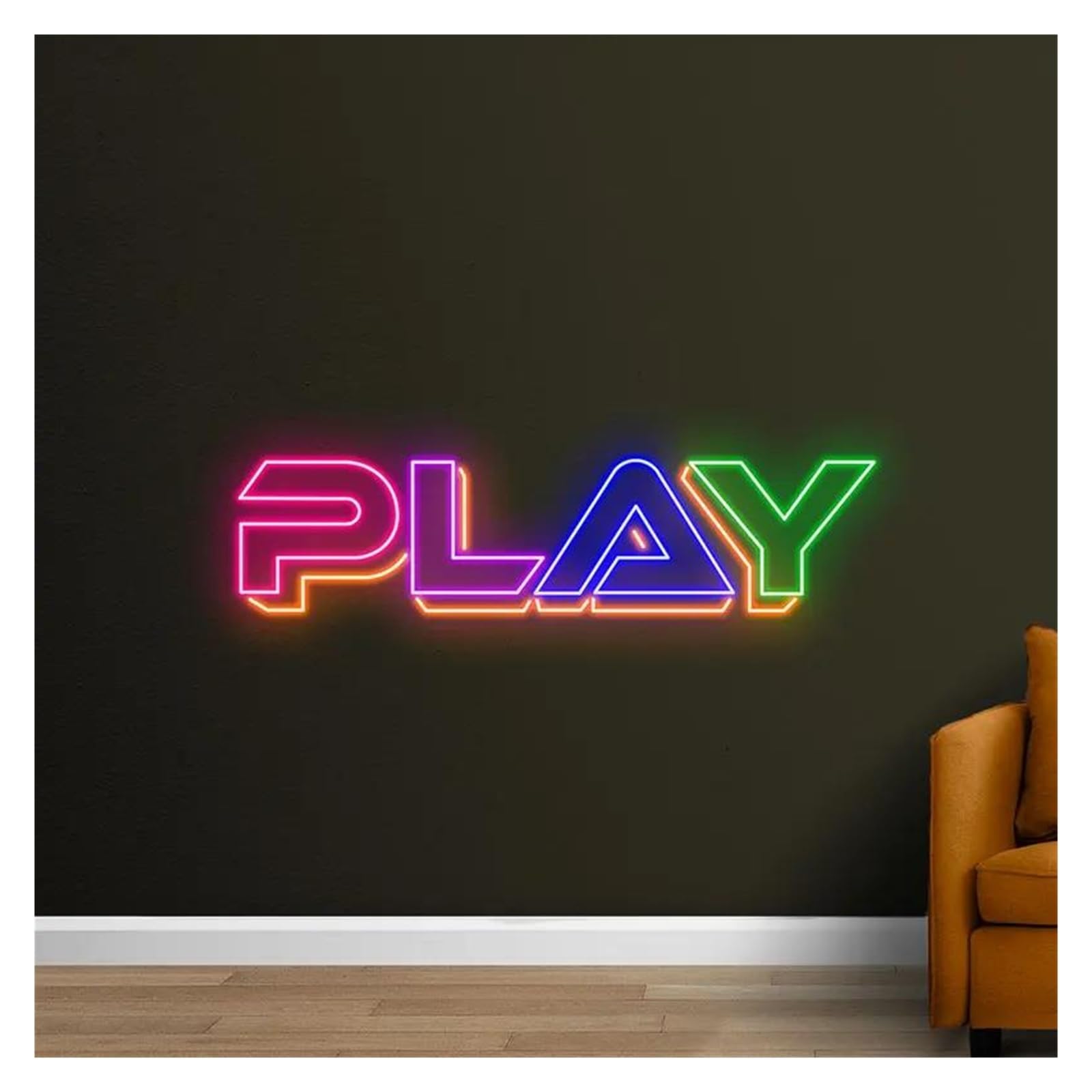 Decoración Lámparas Letrero De Neón Con Texto JUGAR, Divertido, Arte De Pared Decorativo Para Salas De Juegos Y Espacios De Entretenimiento, Lámparas Regulables 45cm