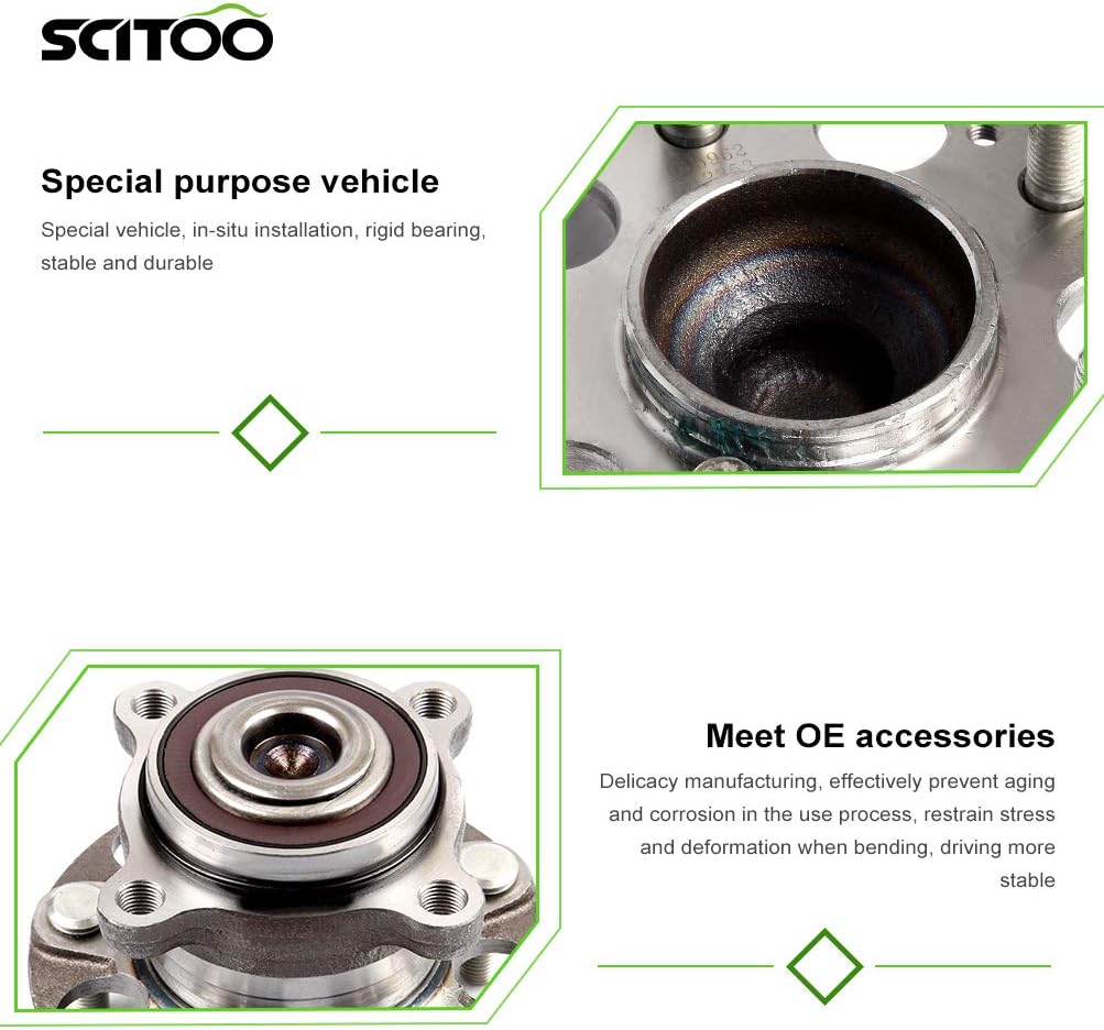 SCITOO Wheel Bearing and Hub Replaces 512353 Rear fit for Acura Tsx 2009-2014, for Honda Accord 2008-2012 Hub Bearing Assembly 5 Lugs W/ABS [2pc]