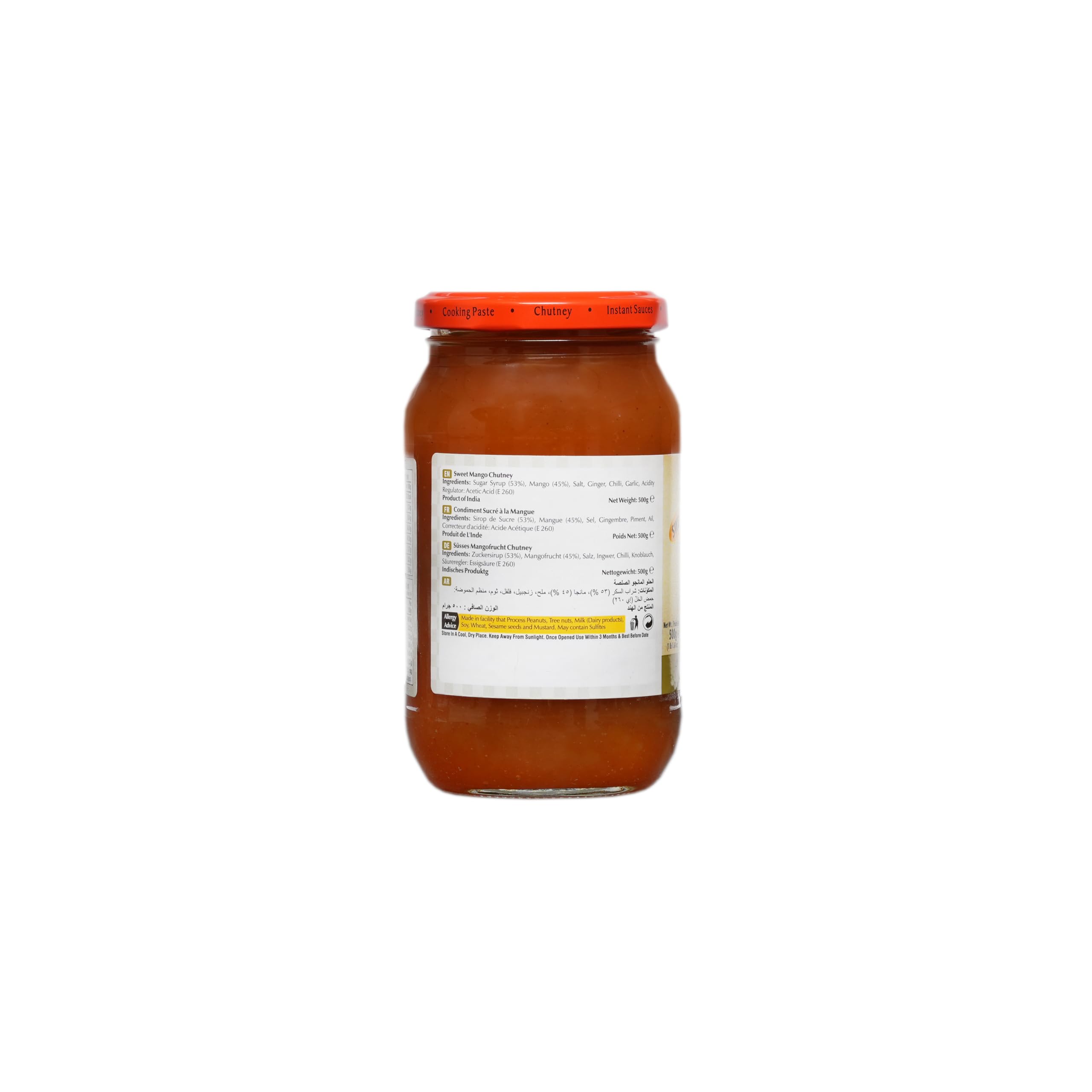 SWAD Sweet Mango Chutney | Authentic Indian Sweet & Tangy Mango Dip | Made with Ripe Mangoes | Perfect with Snacks, Samosas, Chaats & Indian Meals | Ready to Serve 500G 1