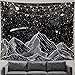 Zussun Mountain Moon Tapestry Wall Hanging Stars Black and White Art Tapestry Home Decor(Black-a, 50" x 60")